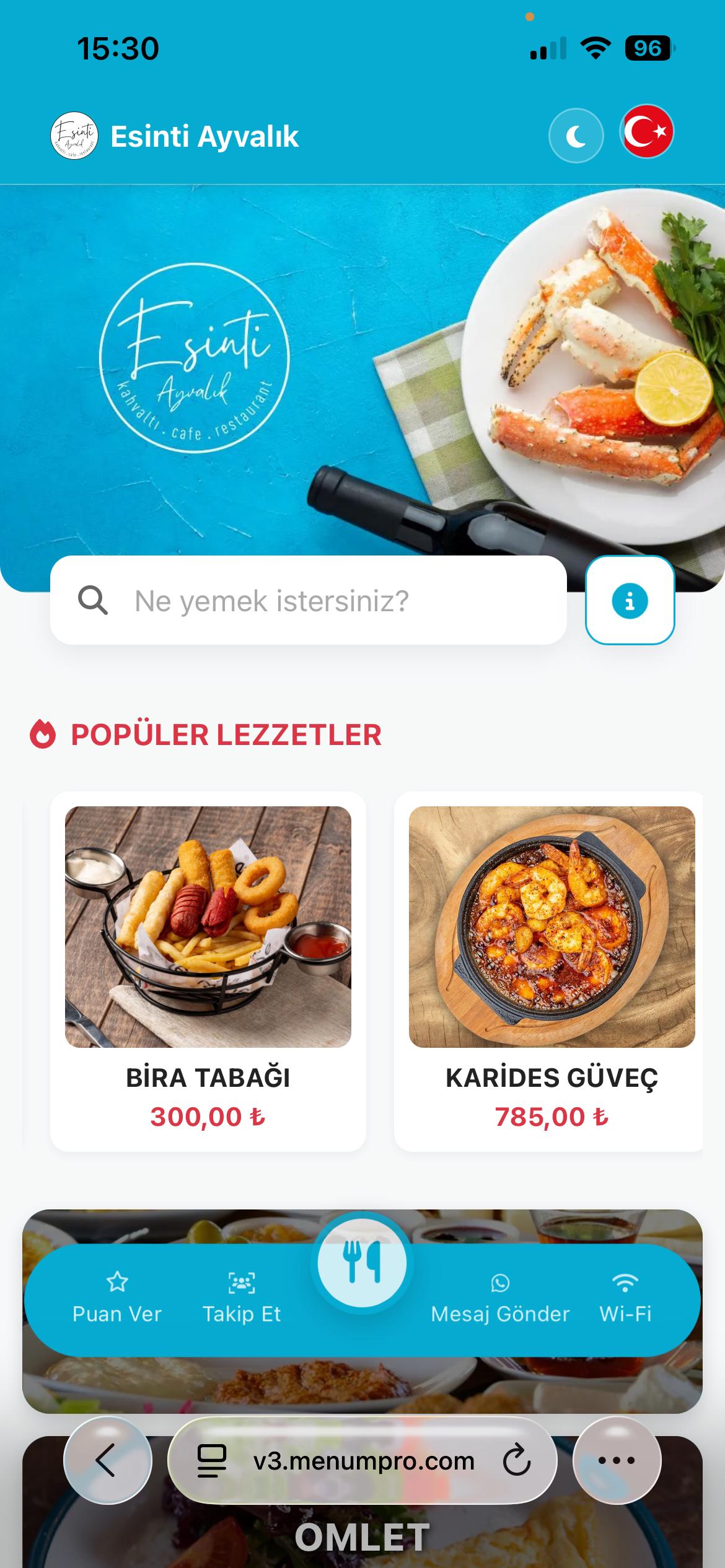 ESİNTİ Dijital QR Menü Tasarımı ve Örneği