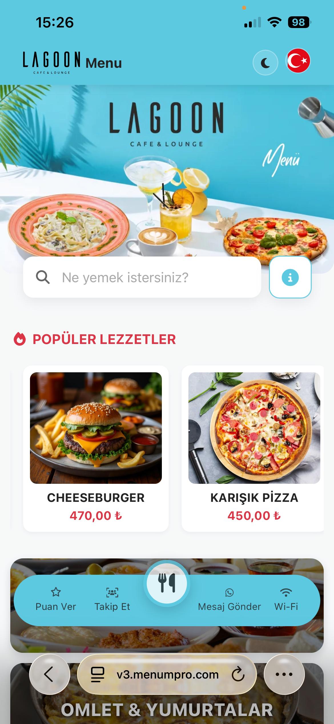 LAGOON Dijital QR Menü Tasarımı ve Örneği