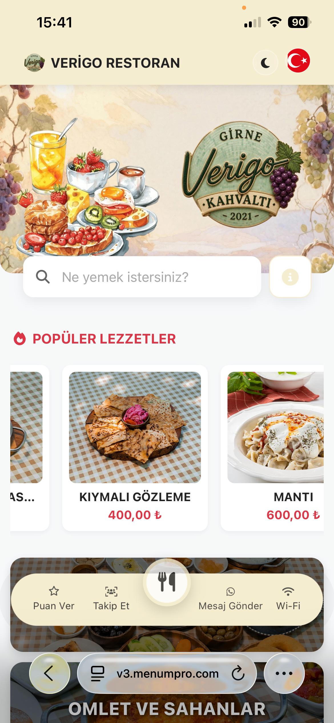 VERİGO GİRNE Dijital QR Menü Tasarımı ve Örneği