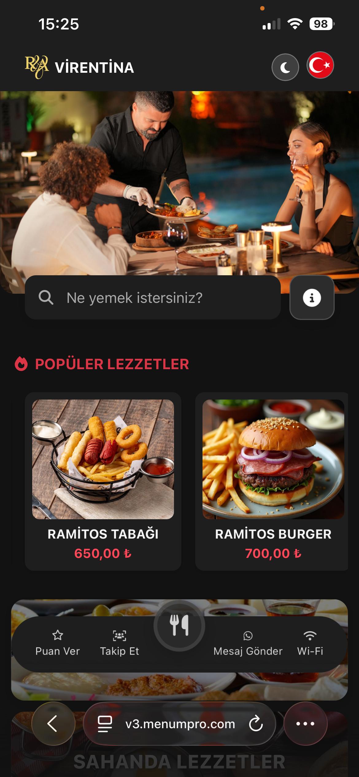 VİRENTA Dijital QR Menü Tasarımı ve Örneği