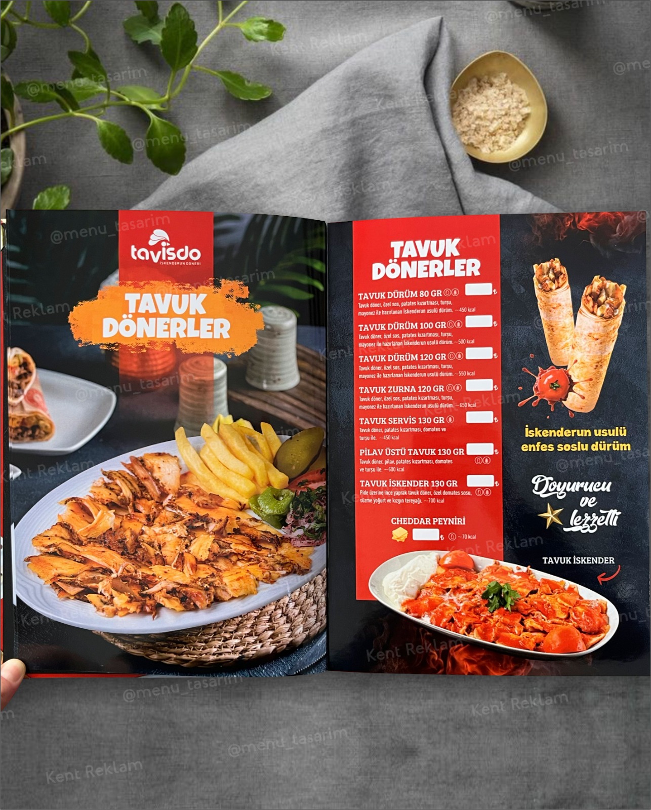 TAVİSDO DÖNER kurumsal restoran cafe menü tasarımı ve baskısı