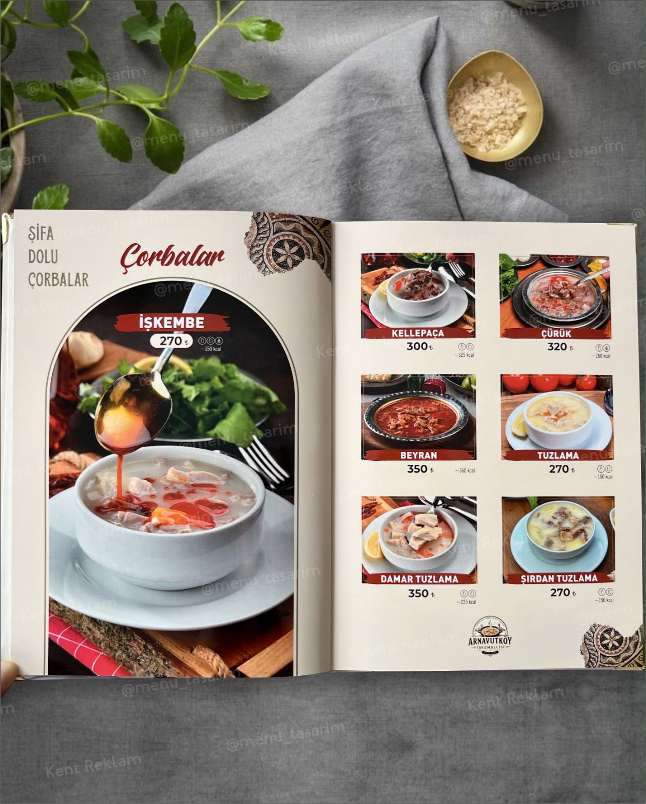ARNAVUTKÖY ÇORBACISI kurumsal restoran cafe menü tasarımı ve baskısı