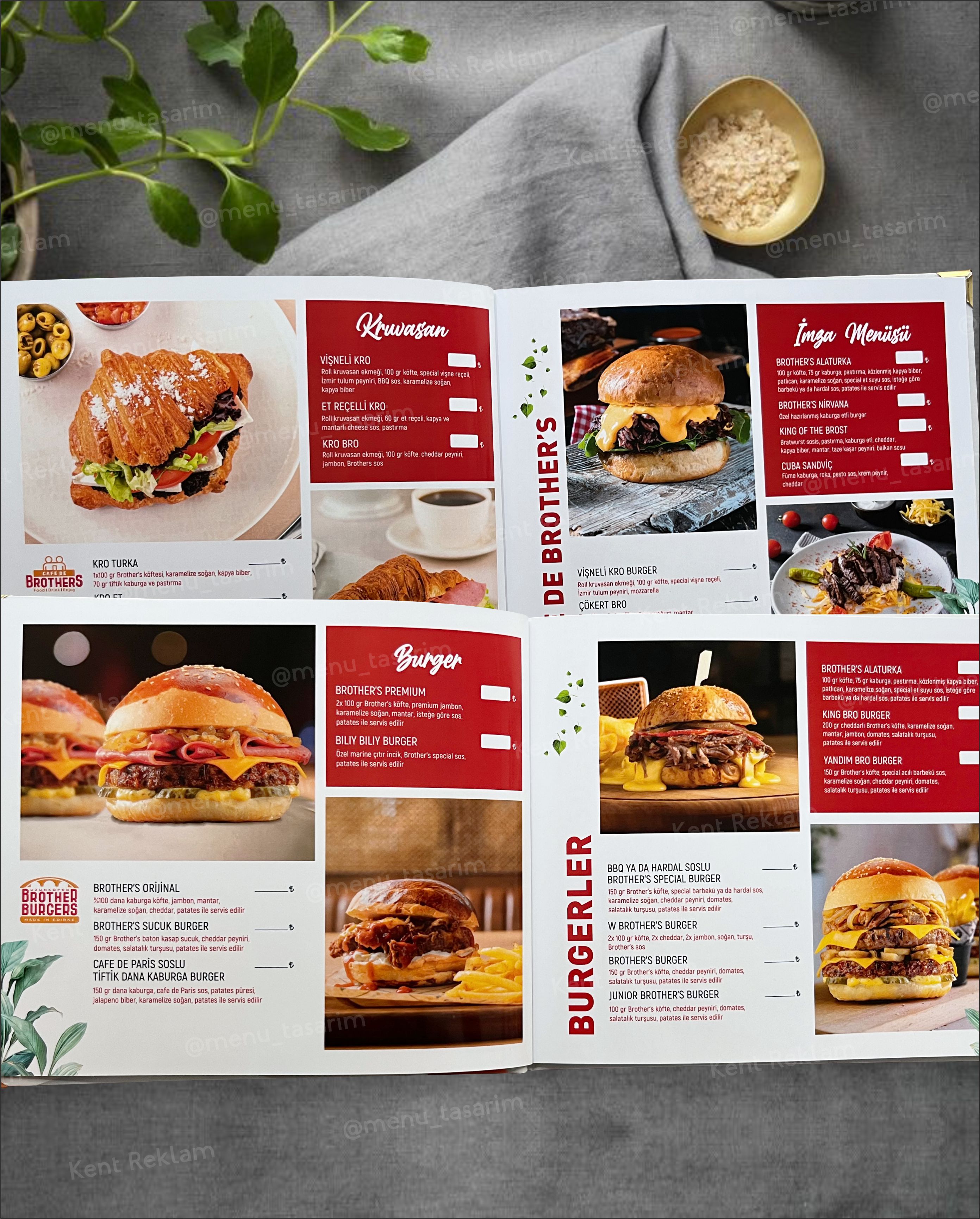 BROTHER'S BURGER kurumsal restoran cafe menü tasarımı ve baskısı
